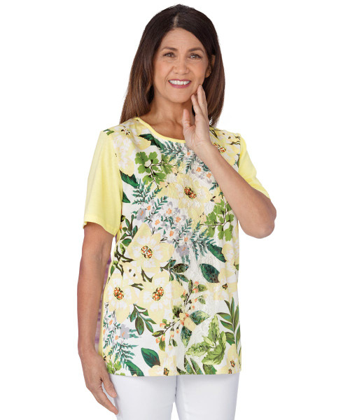 Silverts SV22050 Women's Lovely Lace Open Back Top Yellow, Size=L, SV22050-SV148-L