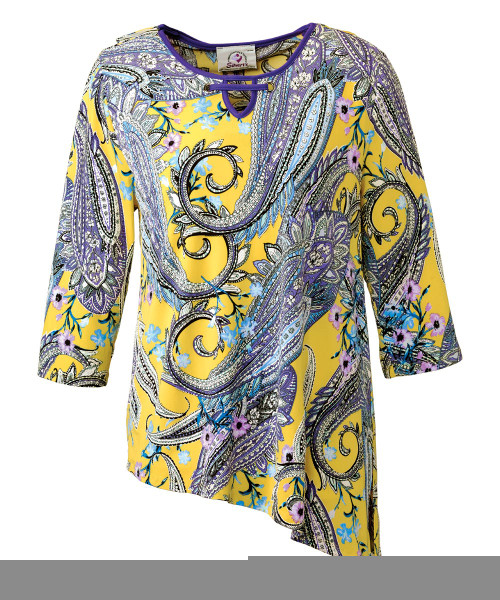 Silverts SV22610 Women's Stylish Slenderizing Open Back Top Yellow/Purple, Size=XS, SV22610-SV1357-XS