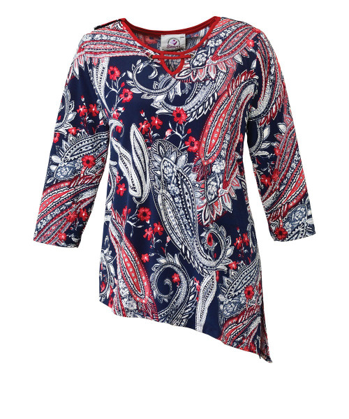 Silverts SV22610 Women's Stylish Slenderizing Open Back Top Navy/Red, Size=S, SV22610-SV806-S