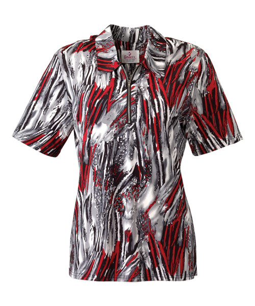 Silverts SV22660 Women's Adaptive Zippered-Neck Top Gray/Red, Size=M, SV22660-SV1362-M Silverts SV22660 Women's Adaptive Zippered-Neck Top Gray/Red, Size=M, SV22660-SV1362-M