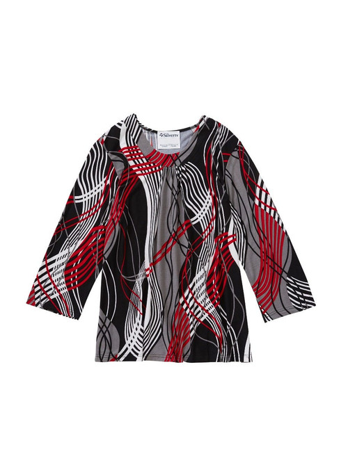 Silverts SV23180 Women's Attractive Adaptive Top ABSTRACT STRIPE, Size=2XL, SV23180-SV1404-2XL