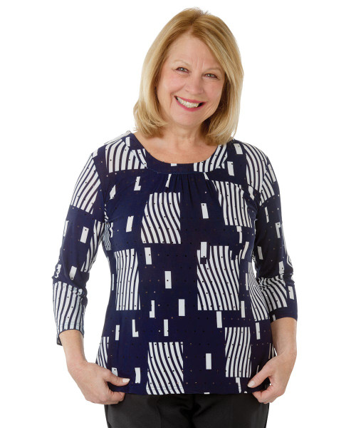 Silverts SV23180 Women's Attractive Adaptive Top Navy Dot, Size=2XL, SV23180-SV870-2XL