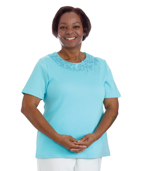 Silverts SV23370 Fashionable Eye-Catching Adaptive Tshirt Top - Adaptive Apparel Tops Turquoise, Size=2XL, SV23370-SV34-2XL