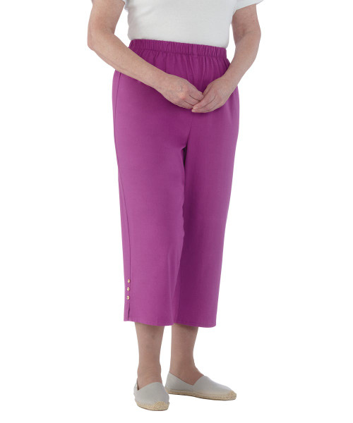 Silverts SV23430 Womens Wheelchair Cotton Capris Pants Berry, Size=L, SV23430-SV434-L