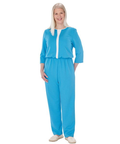Silverts SV23460 Womens Stylish, Extra-Secure Anti-Strip Jumpsuit Turquoise, Size=S, SV23460-SV34-S