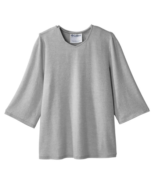 Womens Soft Open Back Adaptive Top - Heather Fog Gray Sizes: S-3XL