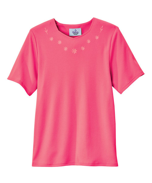 Silverts SV24710 Women's Soft Embroidered Adaptive Top Pink, Size=2XL, SV24710-SV14-2XL