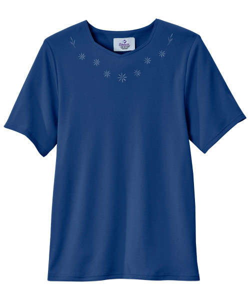 Silverts SV24710 Women's Soft Embroidered Adaptive Top Navy, Size=XL, SV24710-SV3-XL