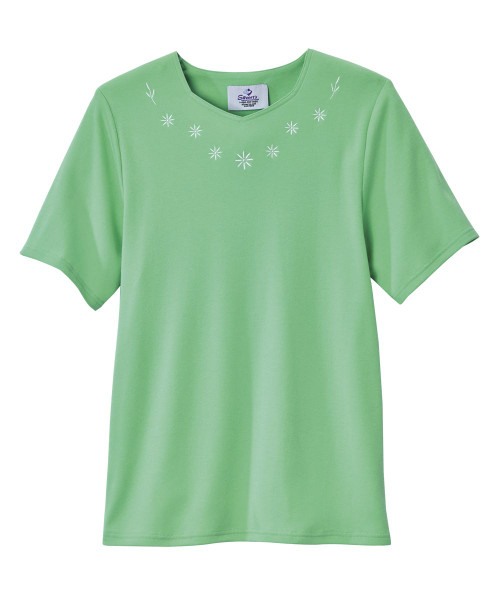 Silverts SV24710 Women's Soft Embroidered Adaptive Top Spearmint, Size=XL, SV24710-SV395-XL