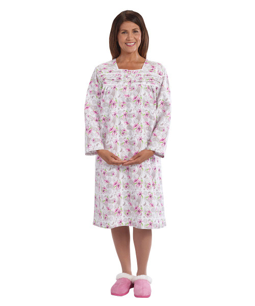 Silverts SV26300 100% Cotton Flannel Hospital Gown with Snaps  Floral Paisley, Size=2XL, SV26300-SV1307-2XL