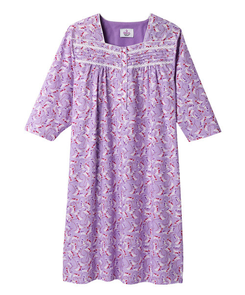 Silverts SV26320 Comfy 3/4 Long Sleeve Hospital Gowns For Women Lilac Vine, Size=3XL, SV26320-SV1168-3XL