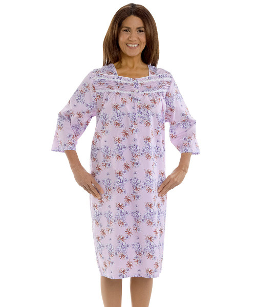 Silverts SV26320 Comfy 3/4 Long Sleeve Hospital Gowns For Women Lilac Desert, Size=S, SV26320-SV1170-S