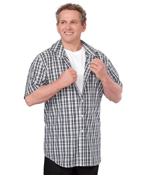 Silverts SV40100 Magnetic Buttons Mens Short Sleeve Shirt Black Check, Size=S, SV40100-SV461-S Silverts SV40100 Magnetic Buttons Mens Short Sleeve Shirt Black Check, Size=S, SV40100-SV461-S