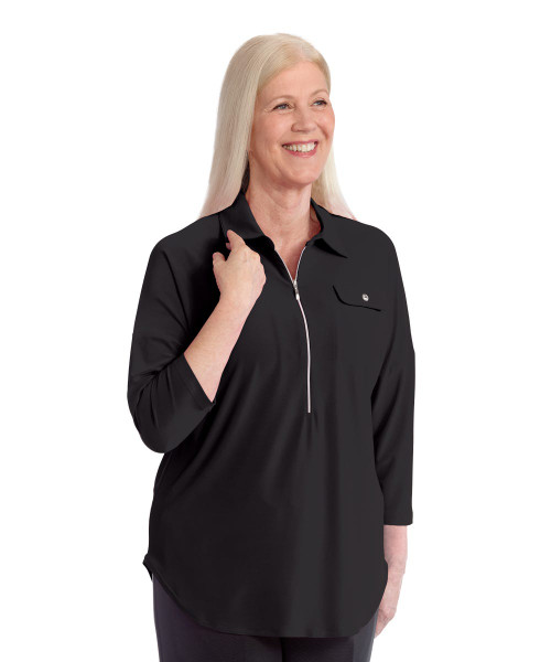 Silverts SV41030 Women's Zip-Front Top for Self-Dressing  Black, Size=S, SV41030-SV2-S Silverts SV41030 Women's Zip-Front Top for Self-Dressing  Black, Size=S, SV41030-SV2-S