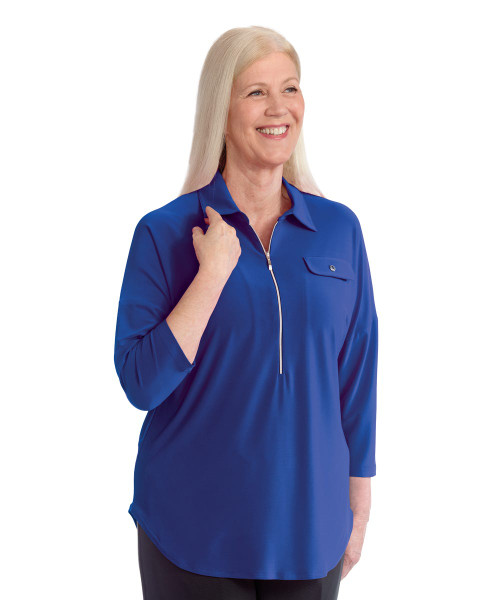 Silverts SV41030 Women's Zip-Front Top for Self-Dressing  Royal, Size=3XL, SV41030-SV36-3XL Silverts SV41030 Women's Zip-Front Top for Self-Dressing  Royal, Size=3XL, SV41030-SV36-3XL