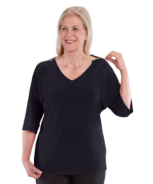 Silverts SV41060 Zip-Shoulders Top For Women Navy, Size=S, SV41060-SV3-S Silverts SV41060 Zip-Shoulders Top For Women Navy, Size=S, SV41060-SV3-S