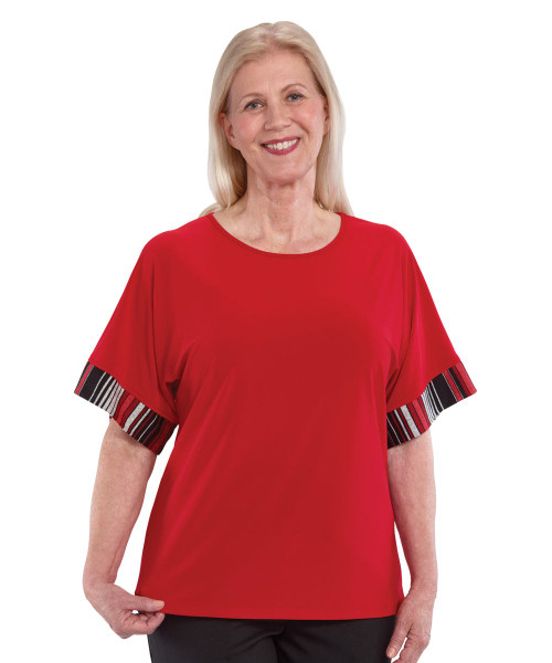 Silverts SV41070 Easy Dressing Top with Extra Deep Arm Holes  Red, Size=S, SV41070-SV31-S