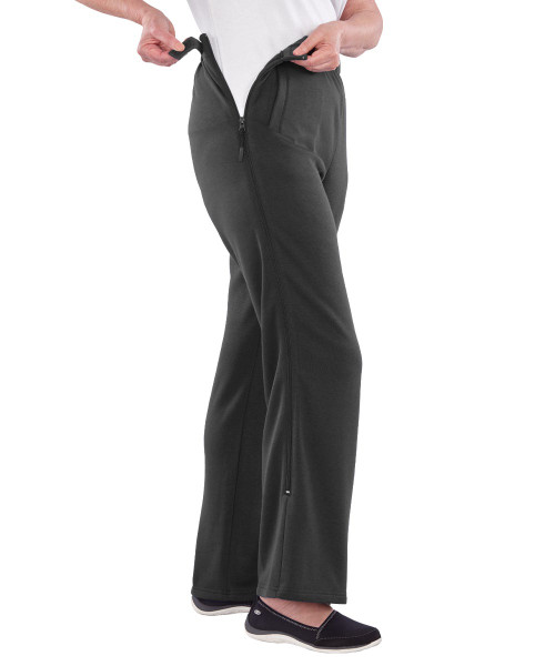 Silverts SV45020 Quality Womens Side Zipper Pants  Gray, Size=XL, SV45020-SV1115-XL