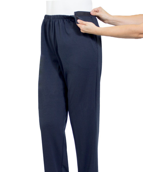 Silverts SV50660 Men's Easy Access Pants with Elastic Waist Navy, Size=L, SV50660-SV3-L