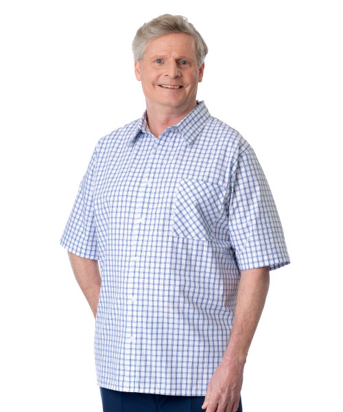 Silverts SV50700 Men's Short Sleeve Adaptive Shirts Blue, Size=S, SV50700-SV15-S