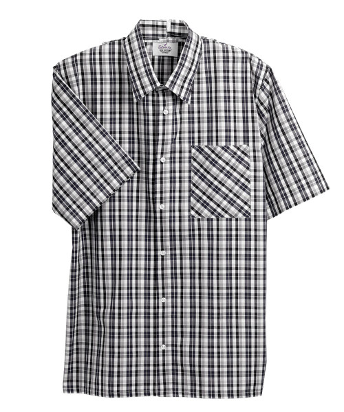 Silverts SV50700 Men's Short Sleeve Adaptive Shirts Black Check, Size=L, SV50700-SV461-L Silverts SV50700 Men's Short Sleeve Adaptive Shirts Black Check, Size=L, SV50700-SV461-L
