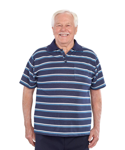 Silverts SV50910 Mens Adaptive Golf Shirt Top Midnight Stripe, Size=3XL, SV50910-SV1365-3XL