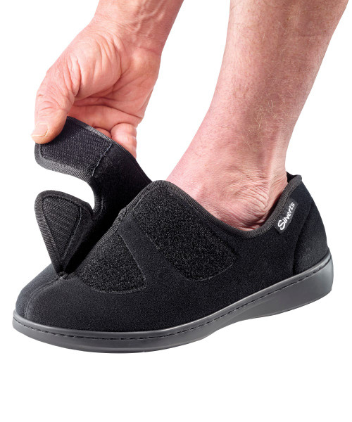 Silverts SV51090 Mens Stretchable Comfort Hugster Shoe/ Slipper Black, Size=13, SV51090-SV2-13