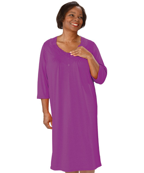 Silverts SV26210 Soft Womens Lace-Trimmed Hospital Patient Gown  Purple, Size=S, SV26210-SV62-S Silverts SV26210 Soft Womens Lace-Trimmed Hospital Patient Gown  Purple, Size=S, SV26210-SV62-S