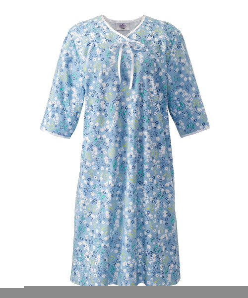 Silverts SV26000 Soft Womens Hospital Gowns Blue Butterfly, Size=S, SV26000-SV1375-S