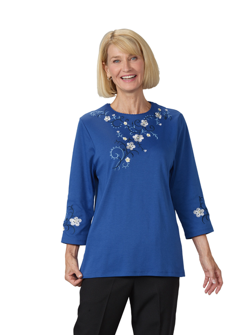 Silverts SV22090 Womens Embroidered Open Back Cotton Top Royal, Size=XS, SV22090-SV36-XS Silverts SV22090 Womens Embroidered Open Back Cotton Top Royal, Size=XS, SV22090-SV36-XS
