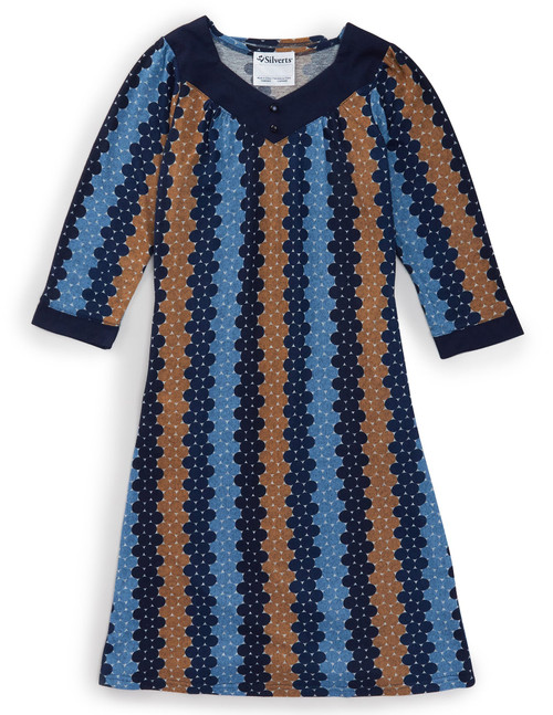 Silverts SV24950 Women's Open Back Sweater Knit Dress Diamond Neckline Multi-Dots, Size=M, SV24950-SV1301-M