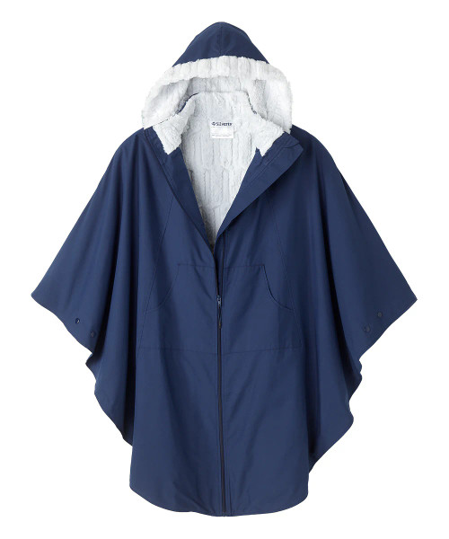 Stylish Wheelchair Cape - Winter Warmth Cape - Luxurious Fur-Lined Cape Ink Blue, Size=OS