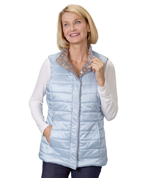 Silverts SV27030 Women's Sleeveless Reversible Magnetic Front Vest Blue/Black Geo, Size=2XL, SV27030-SV1451-2XL