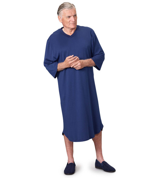 Silverts SV50100 Men's Antimicrobial Open Back Hospital Gowns Navy, Size=3XL, SV50100-SV3-3XL