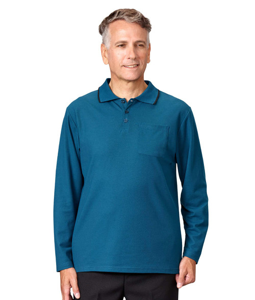 Silverts SV51240 Men's Antimicrobial Open Back Polo Shirt Carribean, Size=L, SV51240-SV1460-L