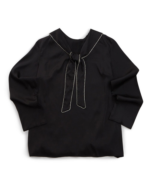 Silverts SV23780 Womens Adaptive Open Back Tie Front Scarf Top Black, Size=XL, SV23780-SV2-XL