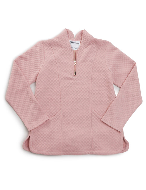 Silverts SV24810 Women's Easy Dressing Open Back Half Zip Track Suit Top Pink, Size=M, SV24810-SV14-M