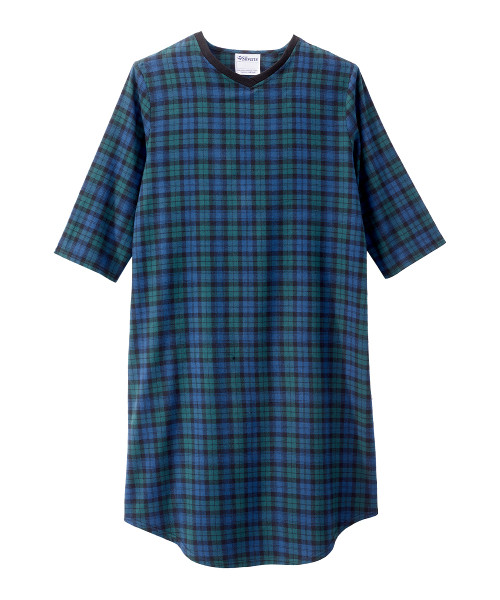 Men's Flannel Hospital & Home Care Gown - Pine Plaid Sizes: S-3XL