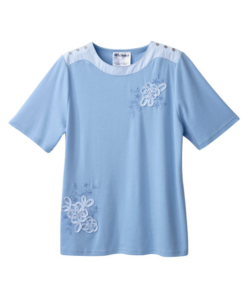 Silverts SV161  Senior Women's Adaptive Open Back Scoop Neck Top Sky Blue, Size=2XL, SV161-SV320-2XL Silverts SV161  Senior Women's Adaptive Open Back Scoop Neck Top Sky Blue, Size=2XL, SV161-SV320-2XL