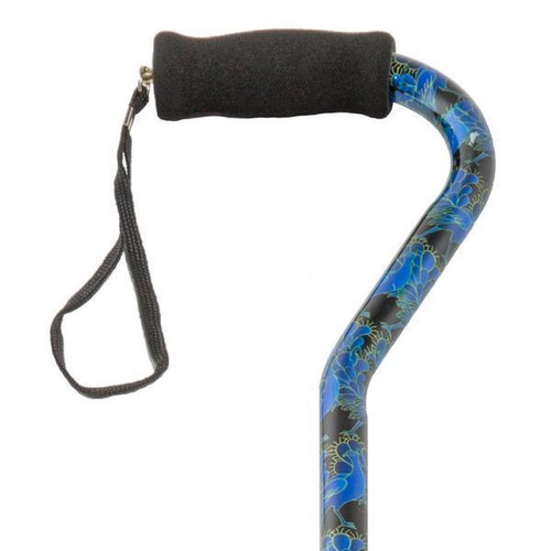 PCP 514157 ALUMINUM ADJUSTABLE OFFSET FOAM HANDLE - 3/4" (1.91cm) Cane Tip Blue Peacock - Black Handle