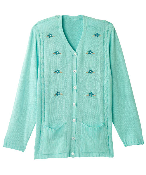 Silverts SV174 Pretty Senior Women's Adaptive Open Back Cardigan Mint, Size=S, SV174-SV153-S