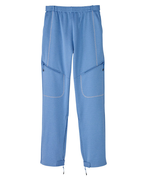 Silverts SV610 Men's Zipper Post Surgery Adaptive Recovery Pant Blue Heather/Lt. Gray, Size=XL, SV610-SV2080-XL
