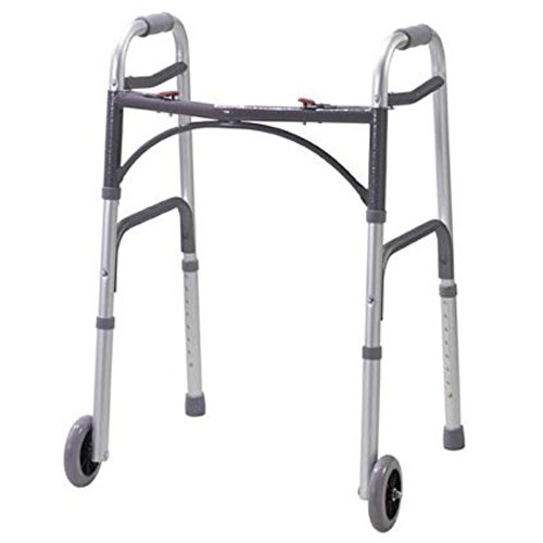 Drive Medical 10210-1 Deluxe Two Button Folding Walker with 5" Wheels Drive Medical 10210-1 Deluxe Two Button Folding Walker with 5" Wheels