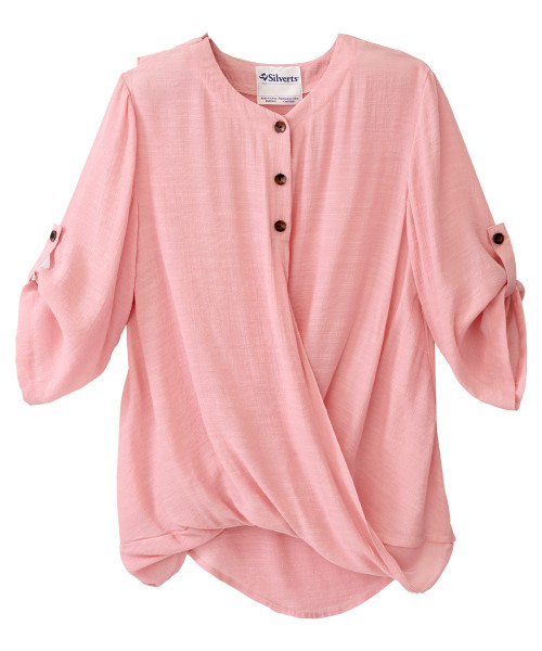 Silverts SV145 Senior Women's Adaptive Open Back Henley Convertible Sleeve Top Dusty Pink, Size=M, SV145-SV282-M Silverts SV145 Senior Women's Adaptive Open Back Henley Convertible Sleeve Top Dusty Pink, Size=M, SV145-SV282-M