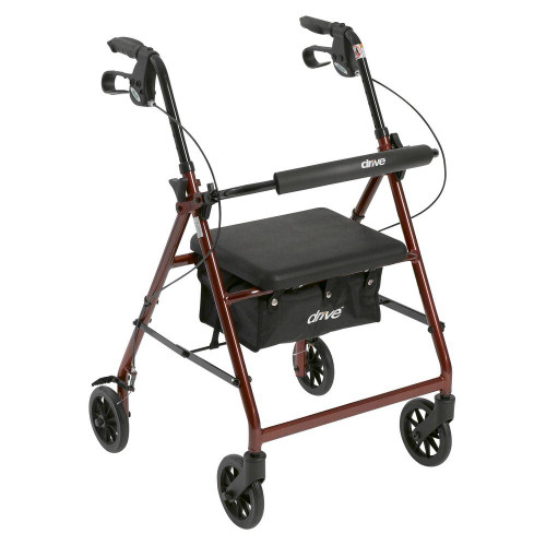 Drive R726RD Walker/Rollator with Fold Up Removable Back Support and Padded Seat, Red (R726RD) Drive R726RD Walker/Rollator with Fold Up Removable Back Support and Padded Seat, Red (R726RD)
