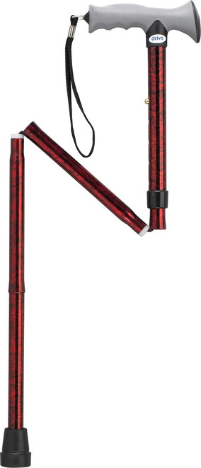 Adjustable Lightweight Folding Cane with Gel Hand Grip, Red Crackle (RTL10370RC)