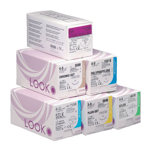 Look 774B Sutures 5-0 Silk Black Braid C17 Needle 45cm (12)