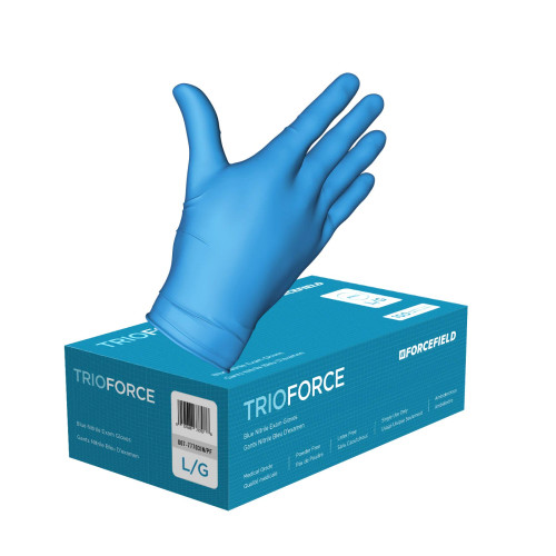 TRIOFORCE 007-77703IN/PF TrioForce Nitrile Disposable Examination Gloves Large (Case of 1000 Gloves) TRIOFORCE 007-77703IN/PF TrioForce Nitrile Disposable Examination Gloves Large (Case of 1000 Gloves)