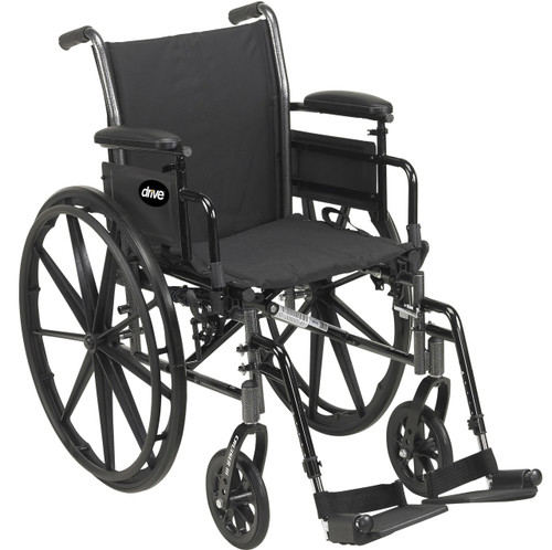 Drive Devilbiss K320DDA-ELR Cruiser III Light Weight Wheelchair with Flip Back Removable Arms, Desk Arms, Elevating Leg Rests, 20" Seat