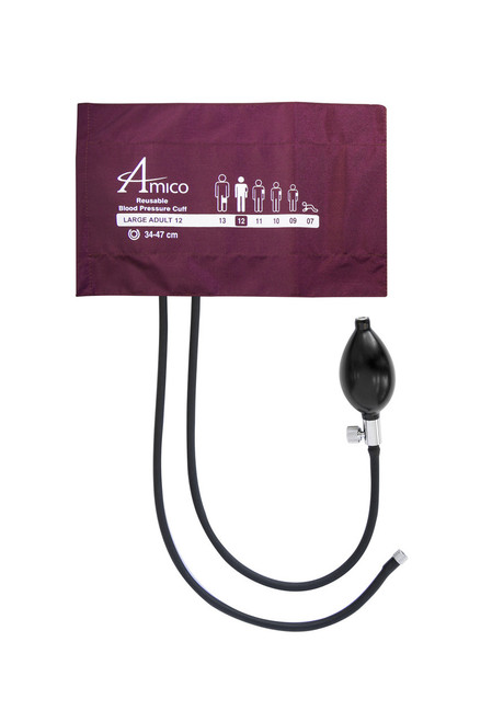 Amico CR2-LF12M-1BM Large Adult 2-Piece Cuff, 1 Tube LF, Maroon, Bayonet Male Connector